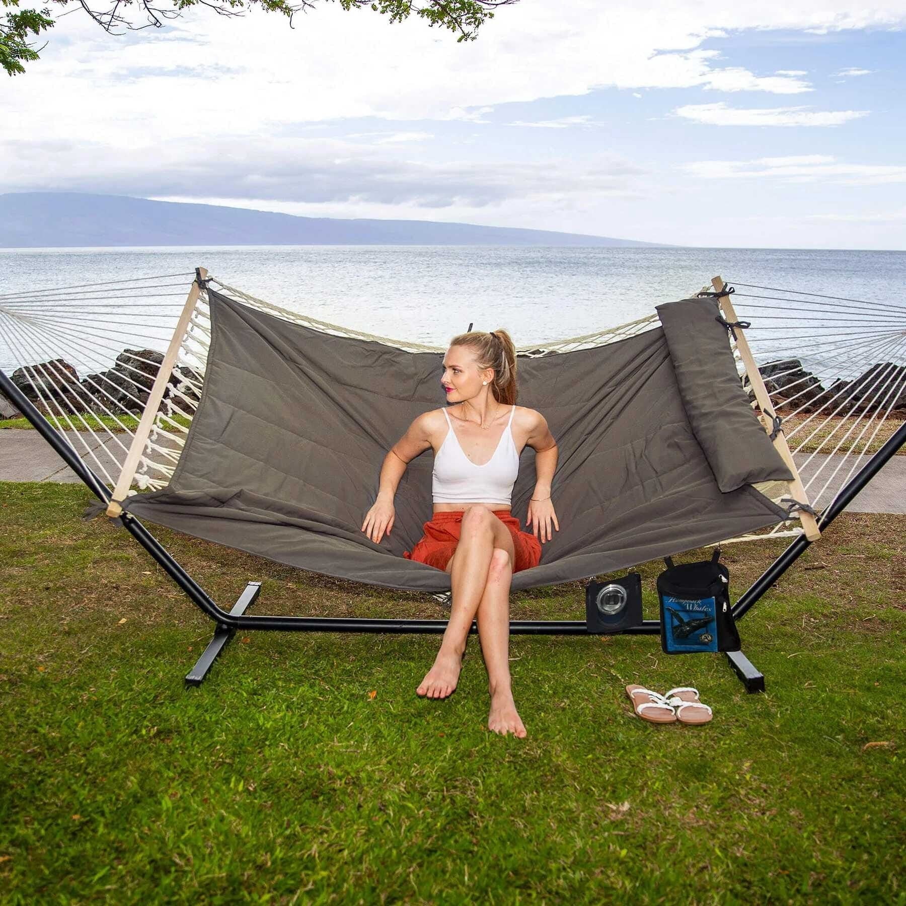 Double Cotton Rope Hammock with Stand X304967