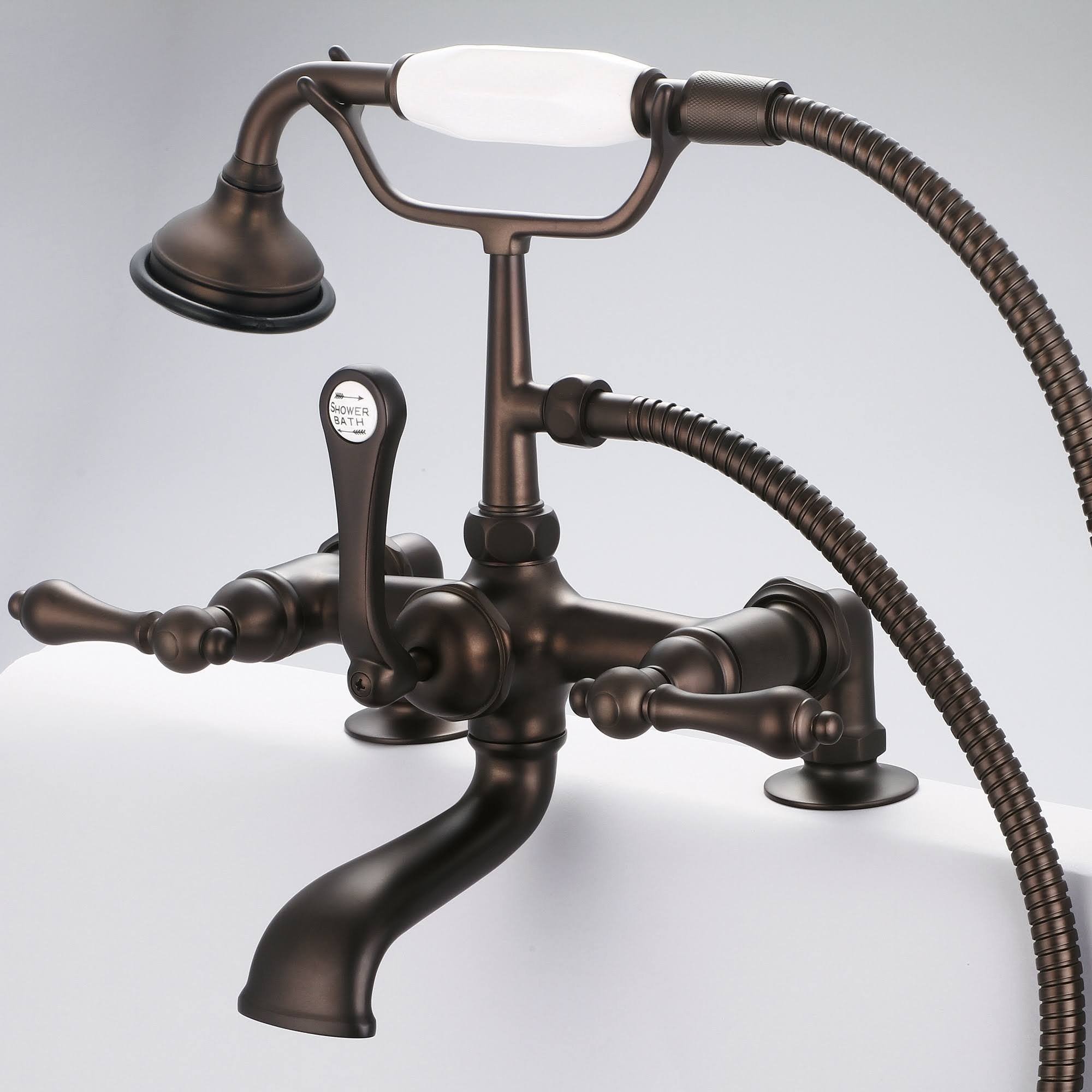 Oil-Rubbed Bronze Deck Mount Tub Faucet with Handheld Shower E10717