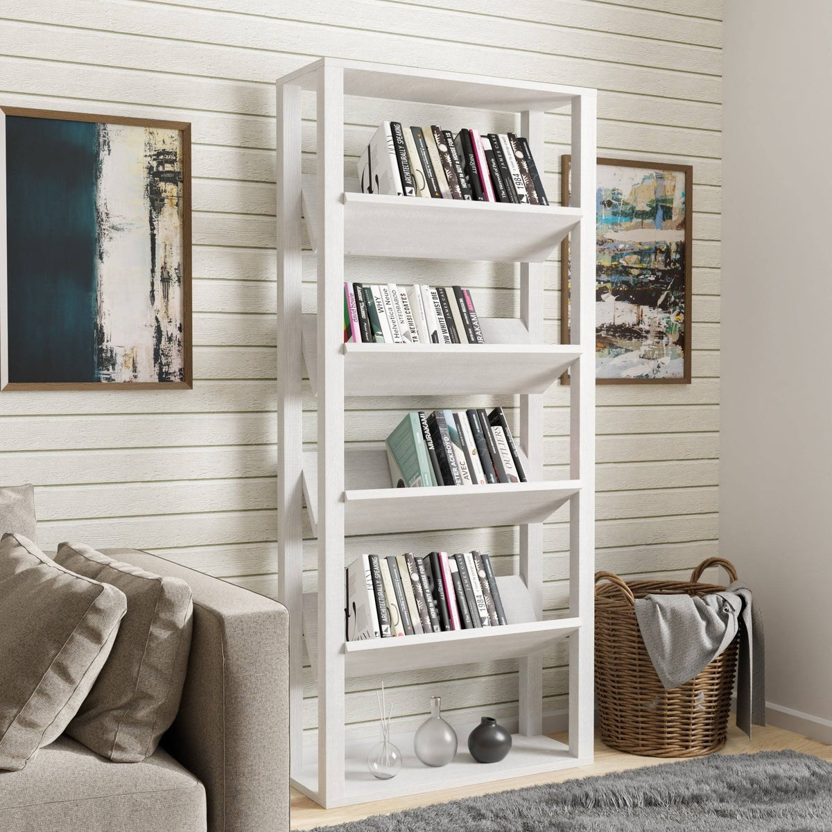 Walnut Oak 5-Shelf Bookcase F705