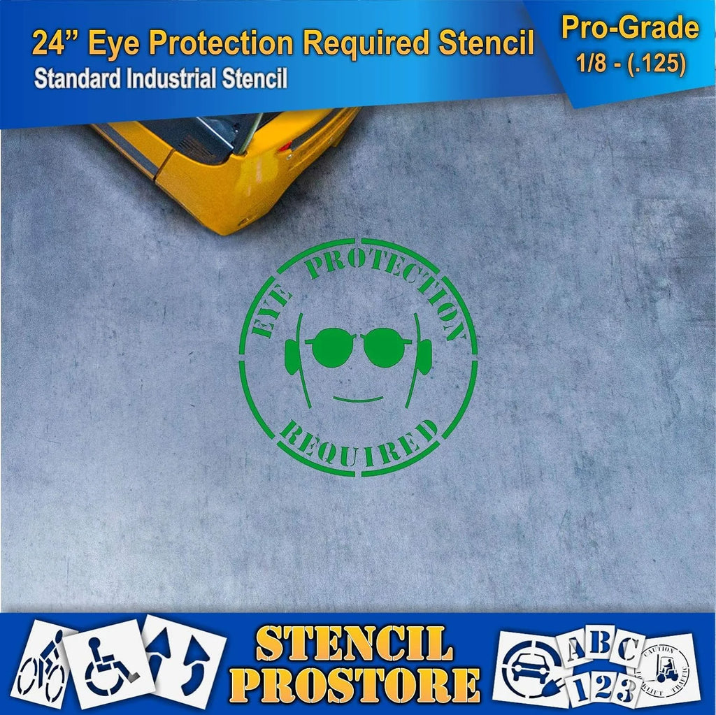 Eye Protection Floor Marking Stencil 24 Inch X 24 Inch X 1/8 Inch B34830