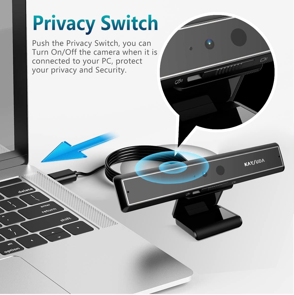 Face Recognition USB IR Camera with Dual Omnidirectional Microphone, 1080P, Pack of 2 D6026