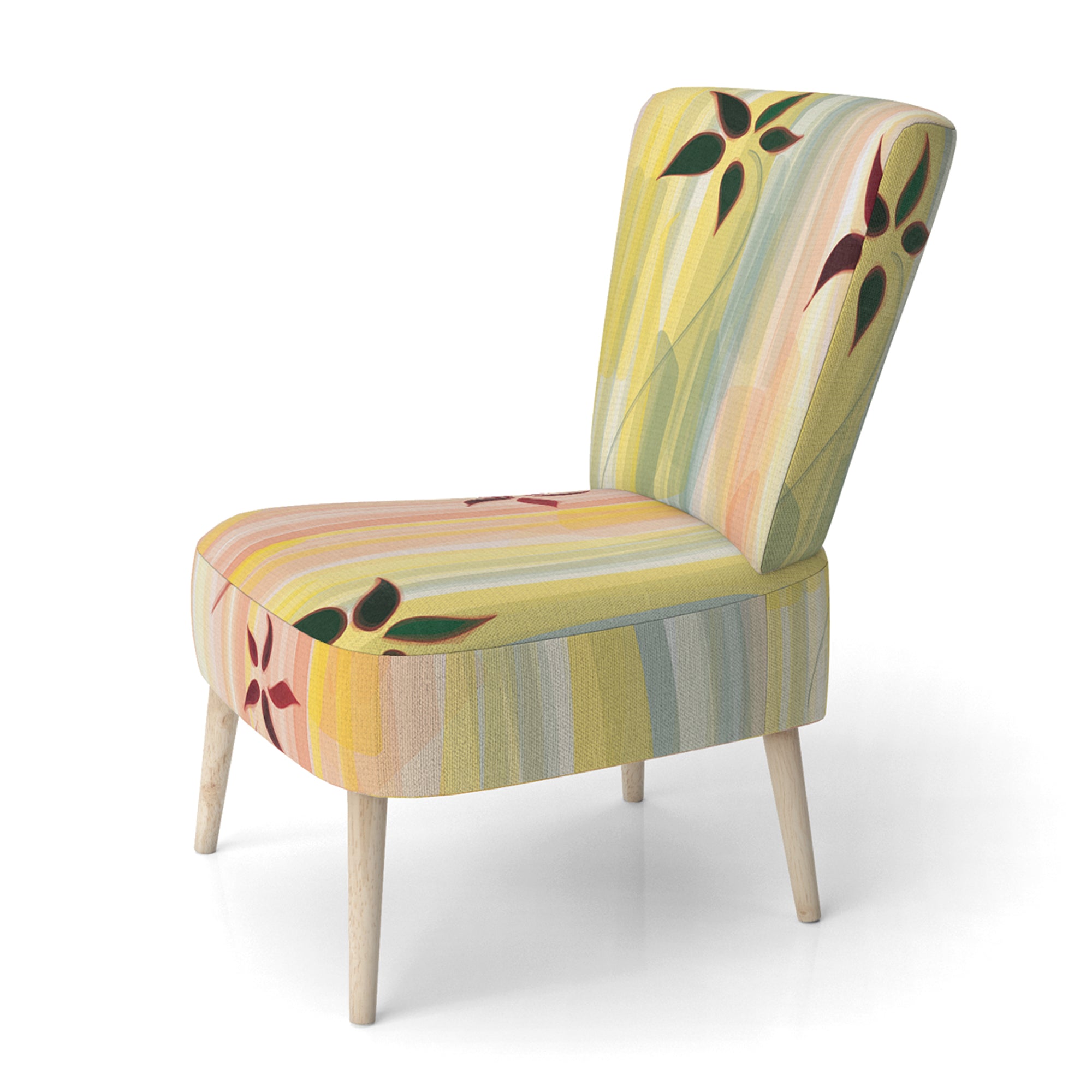 Upholstered Patterned Accent Chair and Arm Chair E53701