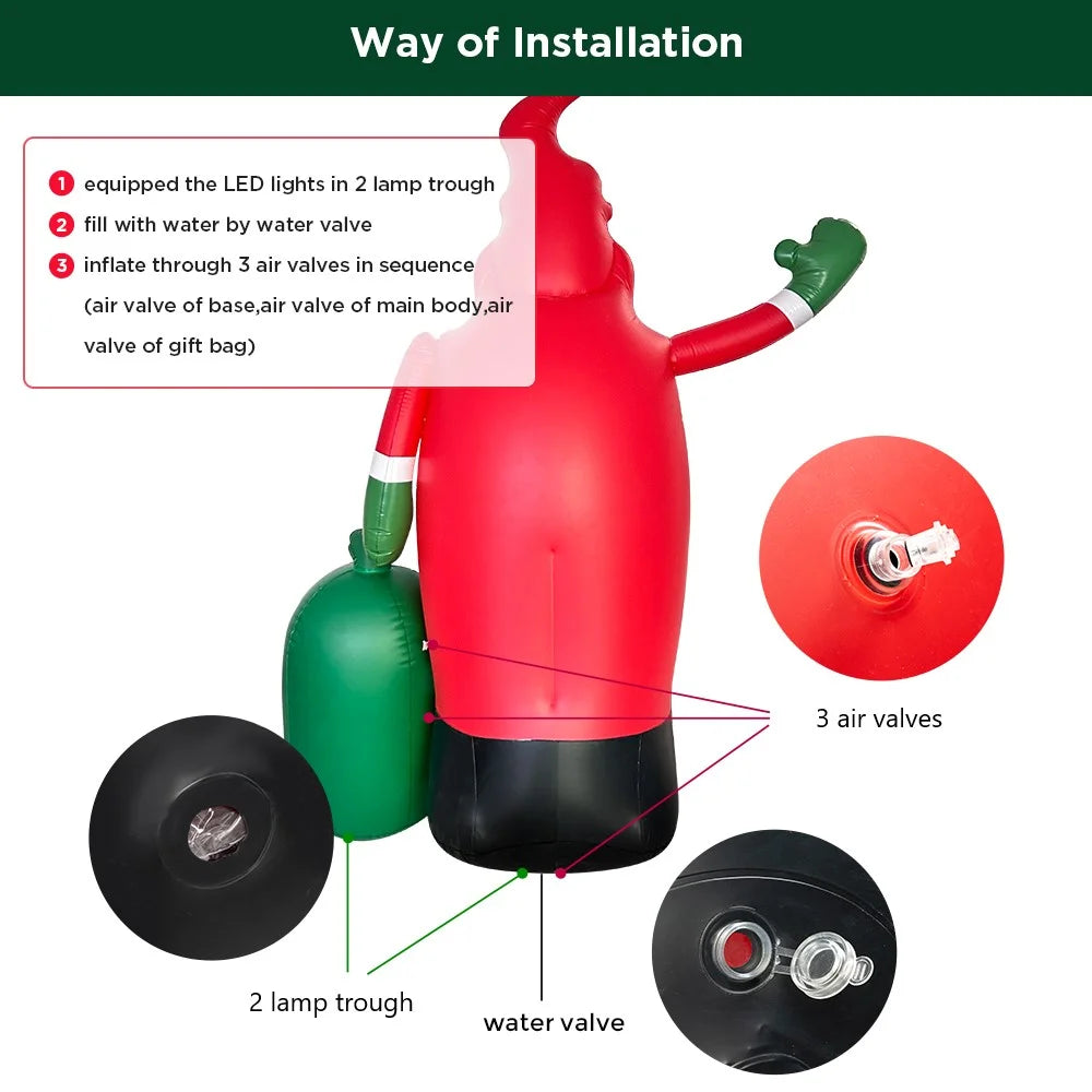 8Ft Christmas Inflatables Santa Claus Outdoor Decorations LED Lights L610541