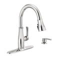 Chrome Single-Handle Pull-Down Sprayer Kitchen Faucet H457508