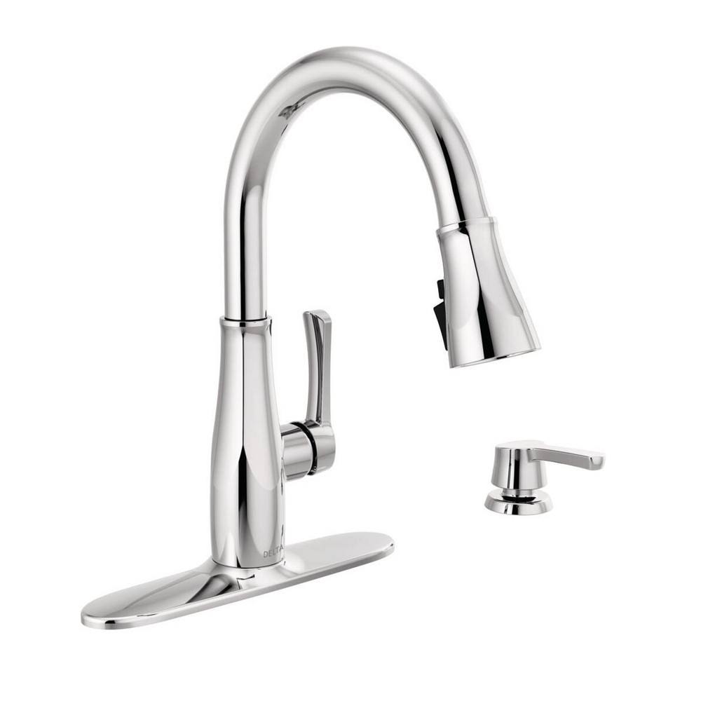 Chrome Single-Handle Pull-Down Sprayer Kitchen Faucet H457508