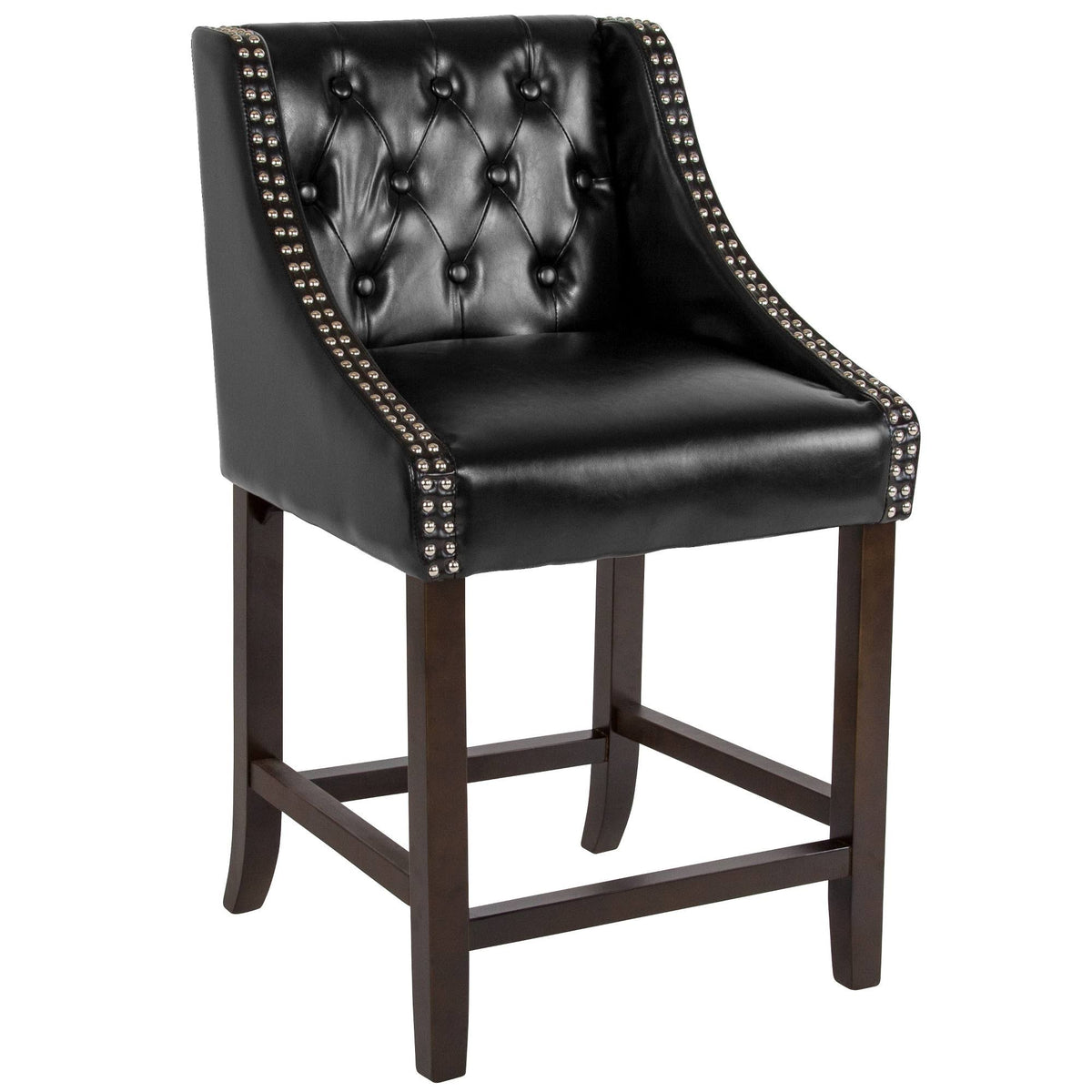 Black Leather Counter Height Stool X9595