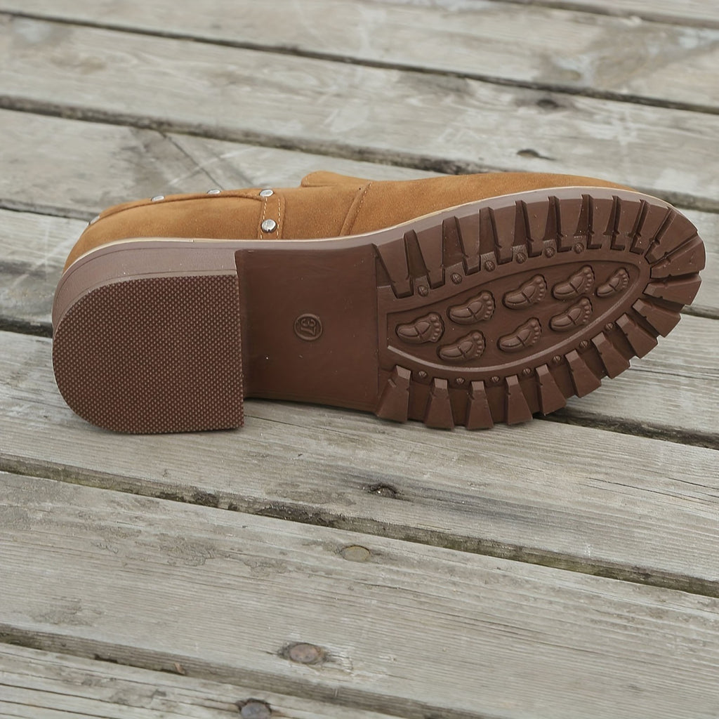 Brown Thick Heel Short Boots W66534