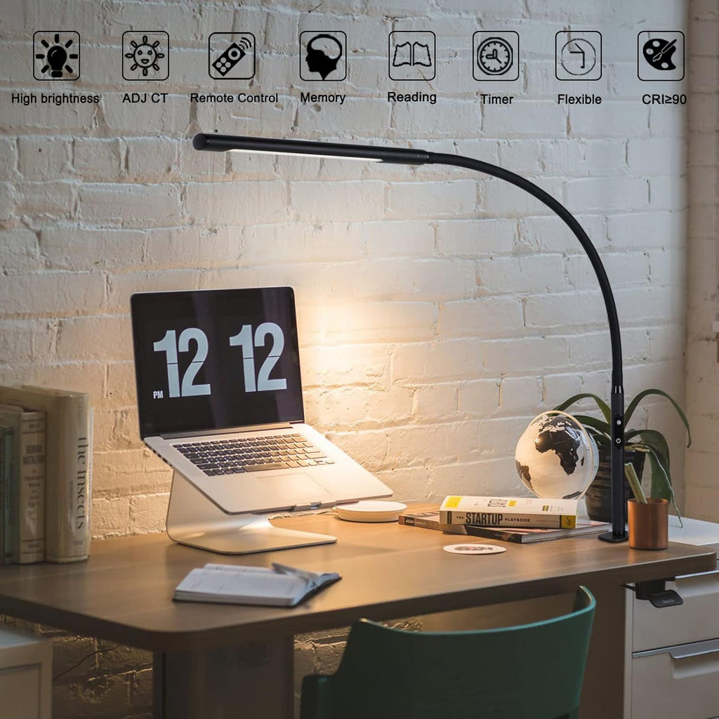 Black Swing Arm LED Desk Lamp with Remote Control U8361
