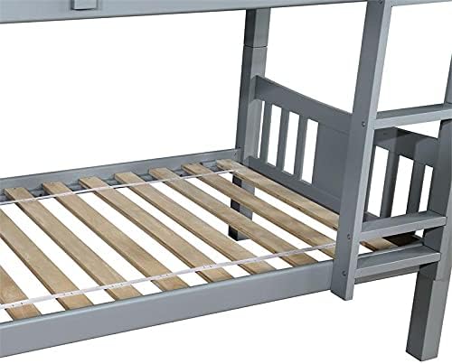 Twin Over Twin Wood Bunk Bed in Gray G578