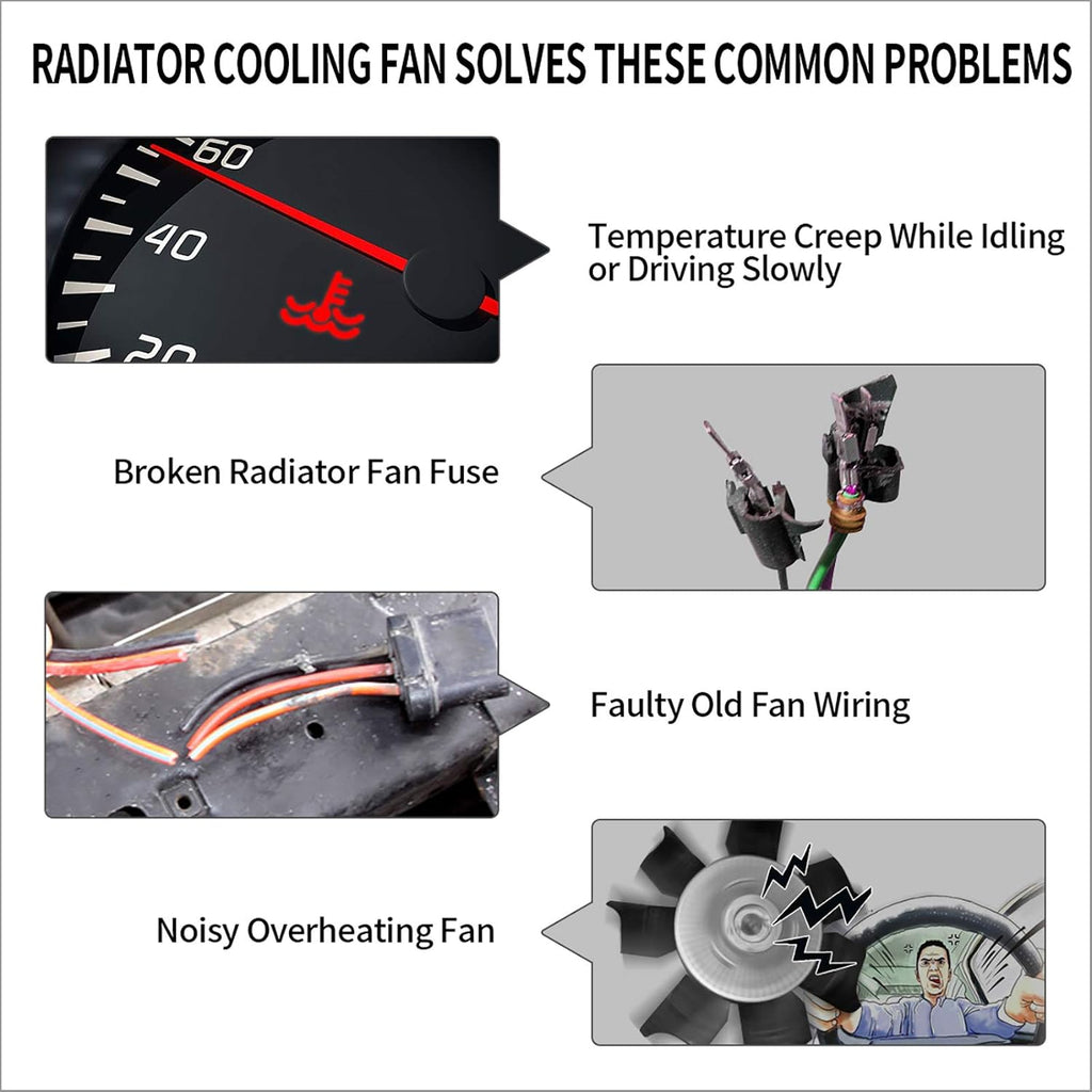 2x10 Inch Electric Radiator Cooling Fan 1350 CFM 12 Volts 80 Watts Pack of 2 U810517