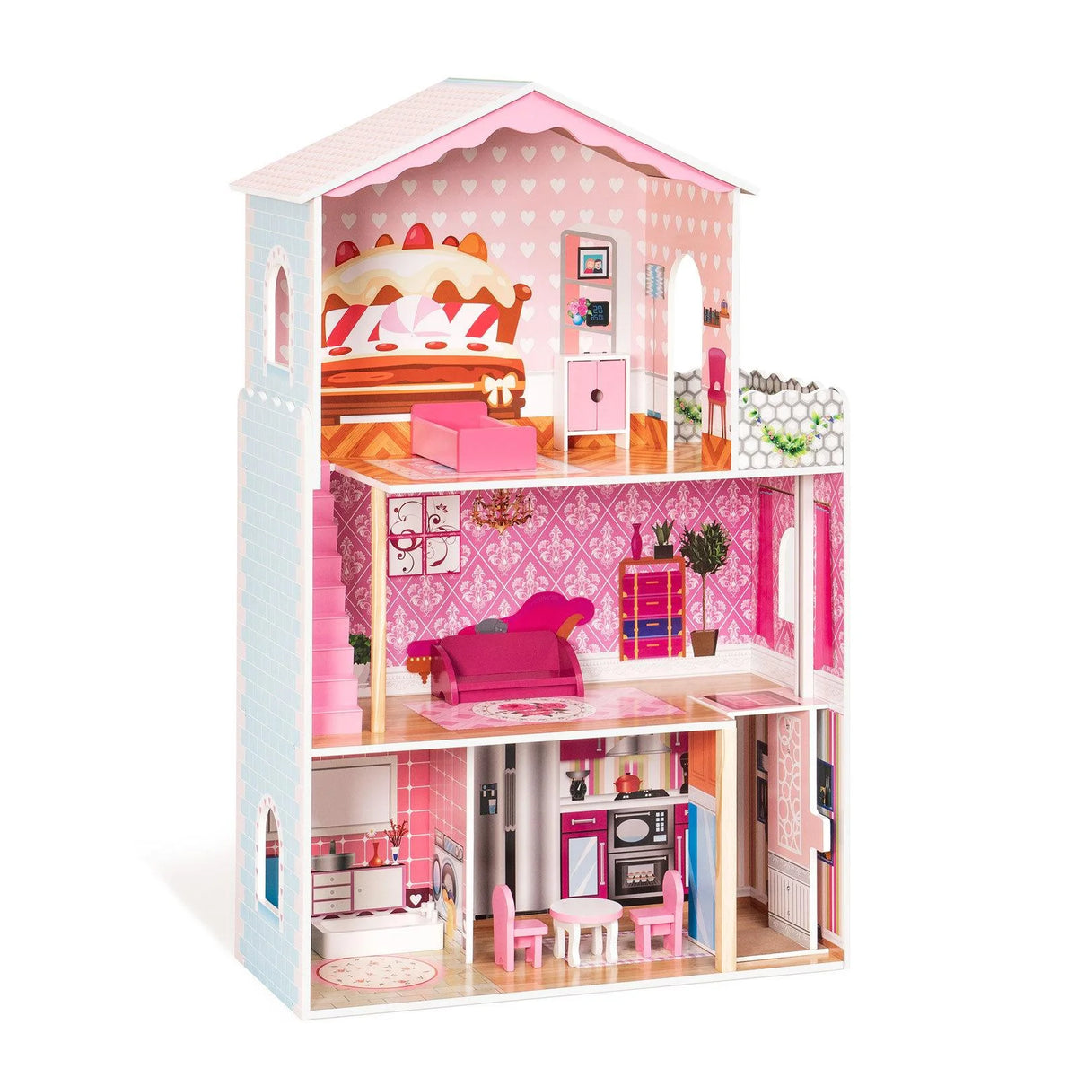 Dollhouse Kit with Accessories and Furniture, 31.1'' x 11.4'' x 42.5'' Q310730
