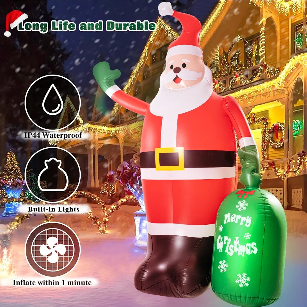 8Ft Christmas Inflatables Santa Claus Outdoor Decorations LED Lights L610541