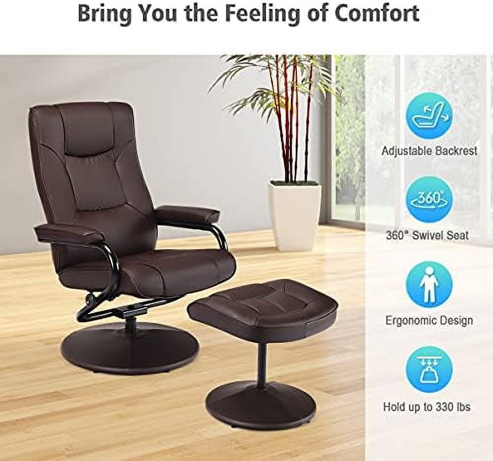 Gray PU Leather Recliner Chair with Ottoman S525