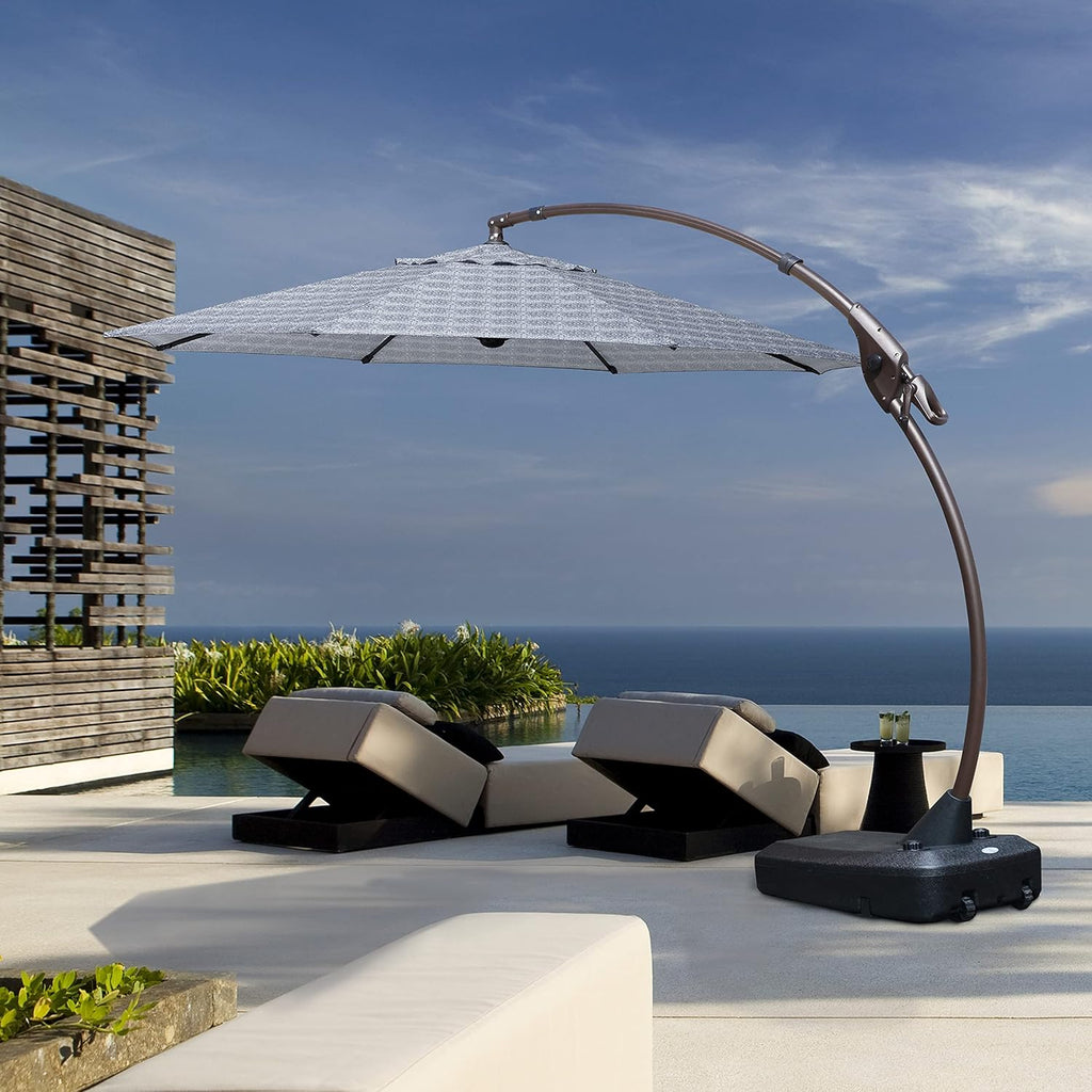 11 FT Curvy Aluminum Offset Umbrella with Base K56191