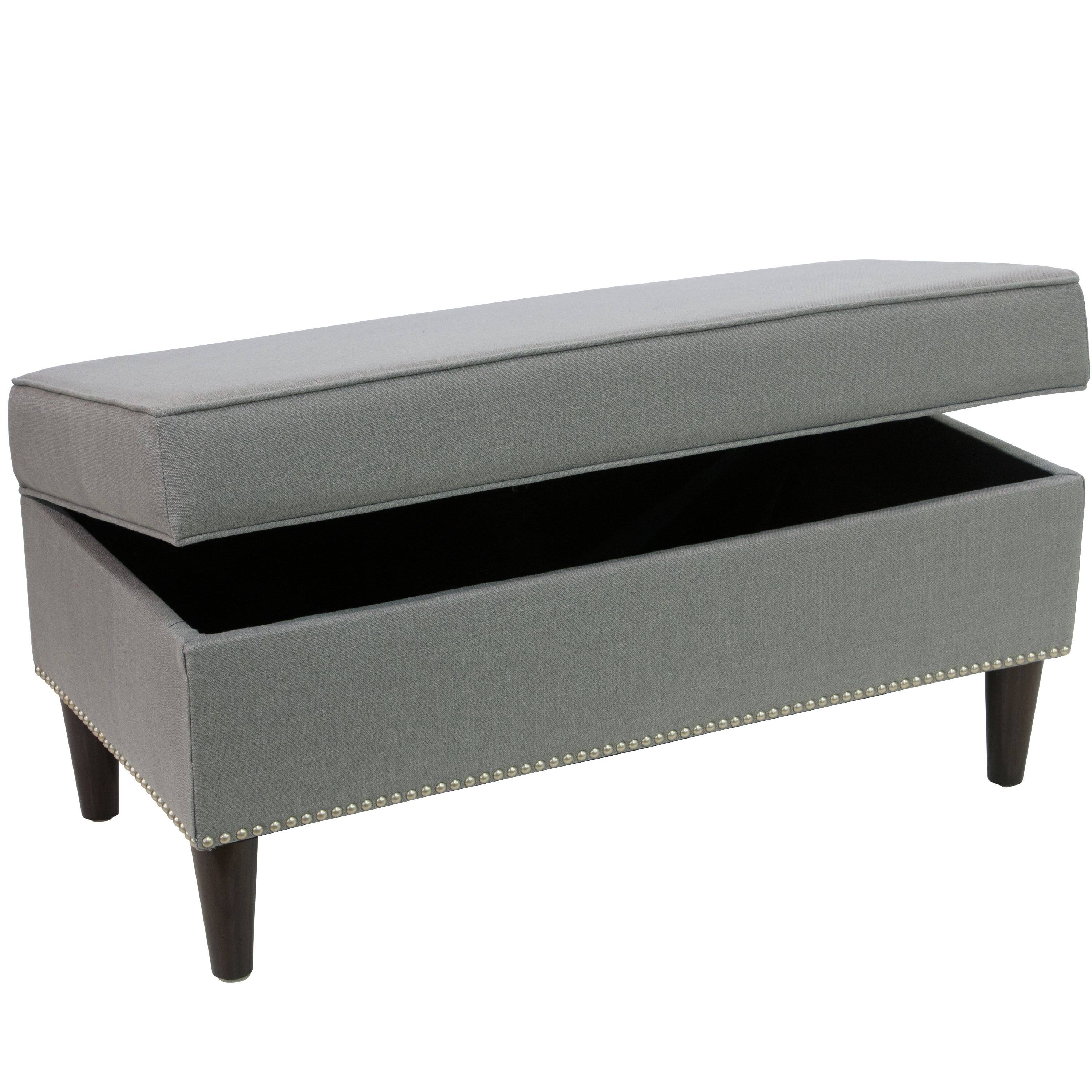 Linen Gray Button Storage Bench W360336