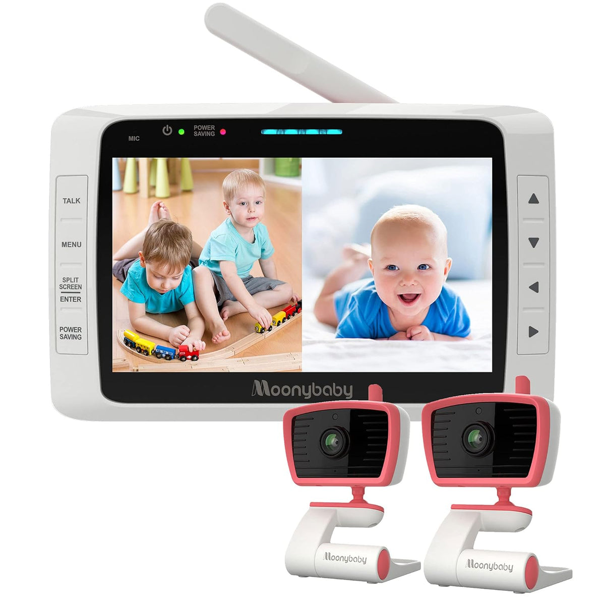 Split 50 Baby Monitor with 2 Cameras and Audio, No WiFi, Large Screen Z196