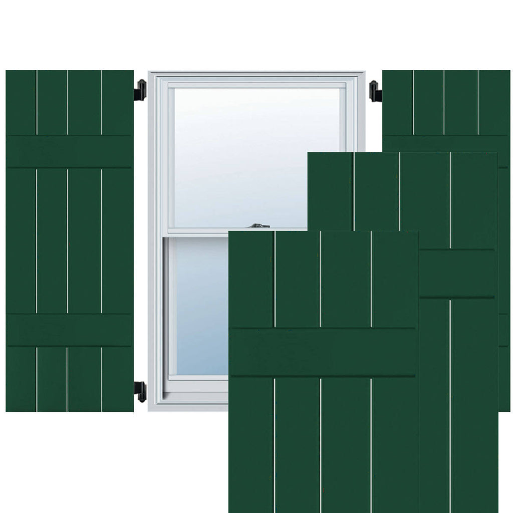 15 in. x 50 in. Real Wood Western Red Cedar Board and Batten Shutters Pair H3601