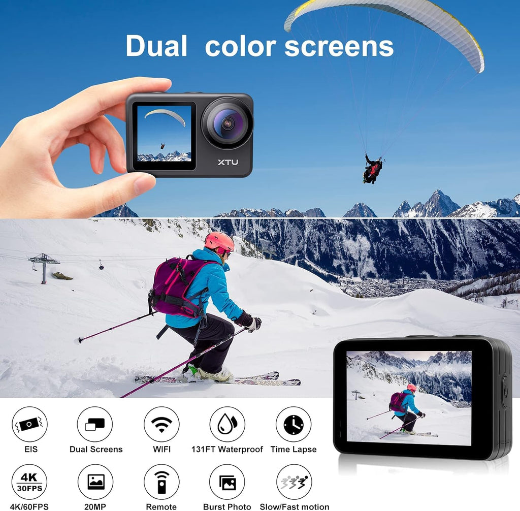 4K60FPS WiFi Action Camera with Dual Touch Screen Display H9672