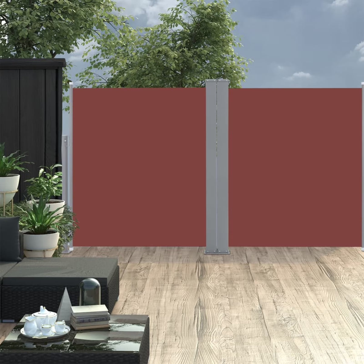 Retractable Side Awning Brown 55.1"x236.2" Y620
