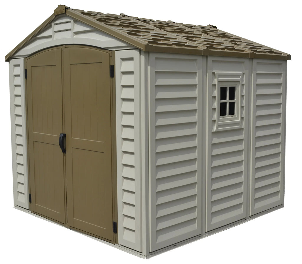 Offwhite/Brown 8x8 Outdoor Storage Shed L985552