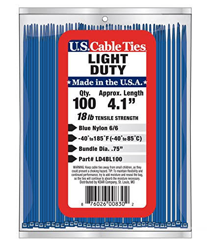 4-Inch Light Duty Cable Ties, Blue, 100-Pack F94570