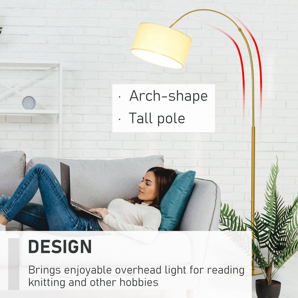 Cream White 6ft Arch Shape Floor Lamp with Metal Round Base E94318