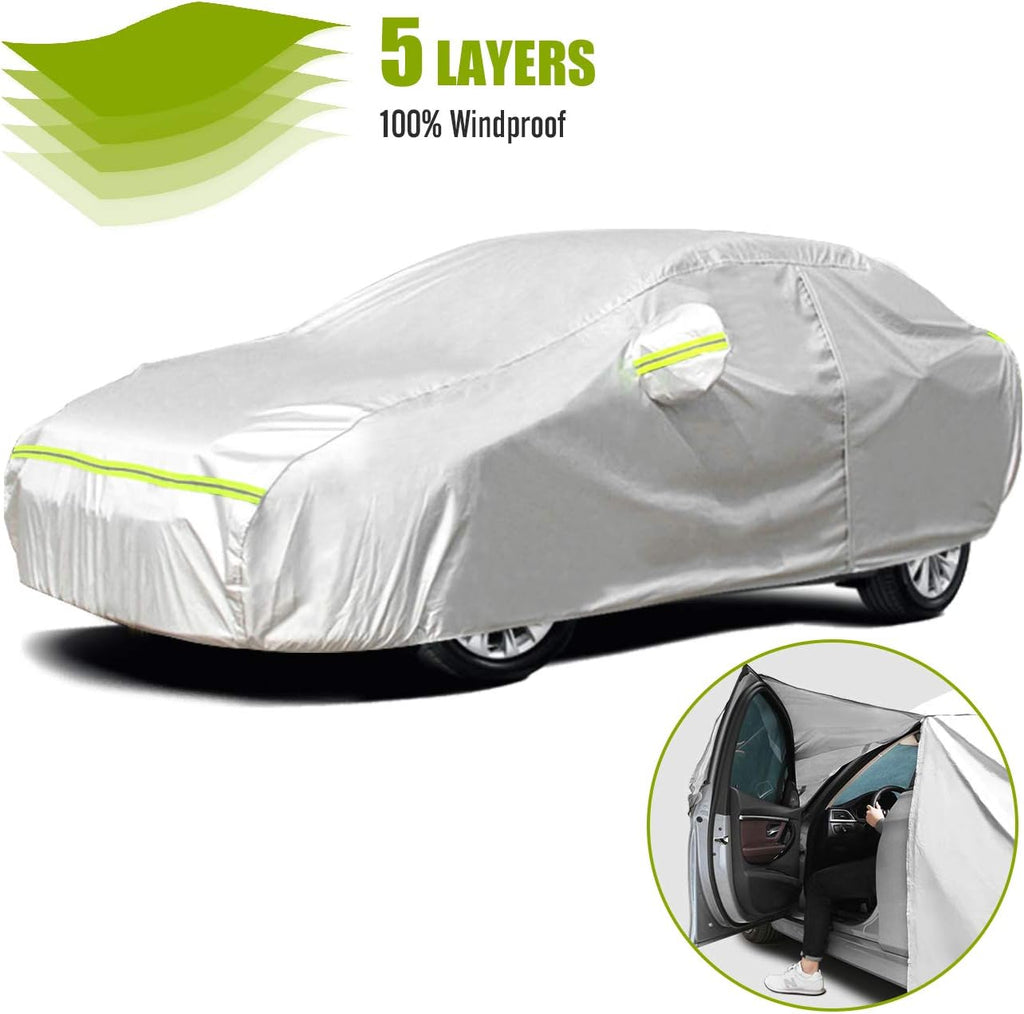 Hatchback Car Cover 5 Layers Universal Fit 146 to 157 inch Pack of 2 S4816