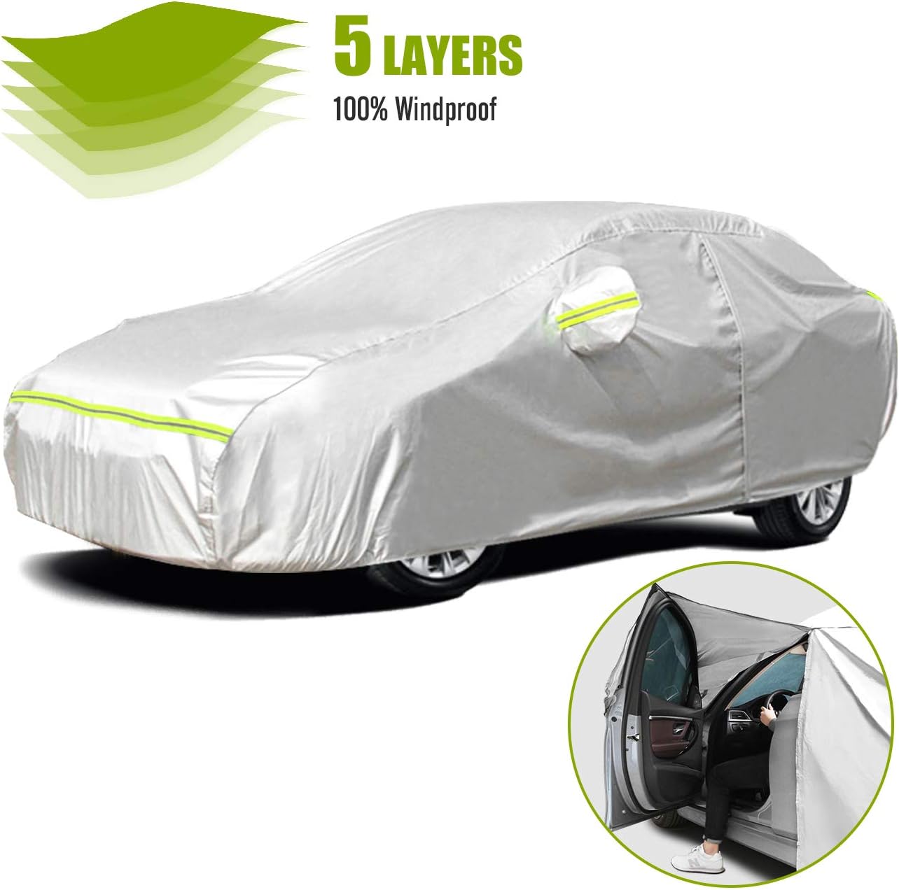 Hatchback Car Cover 5 Layers Universal Fit 146 to 157 inch Pack of 2 S4816