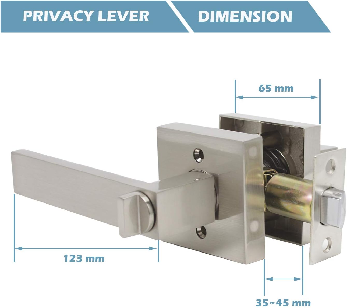 Satin Nickel Square Privacy Door Handles Leverset Lockset 10Pack N35760