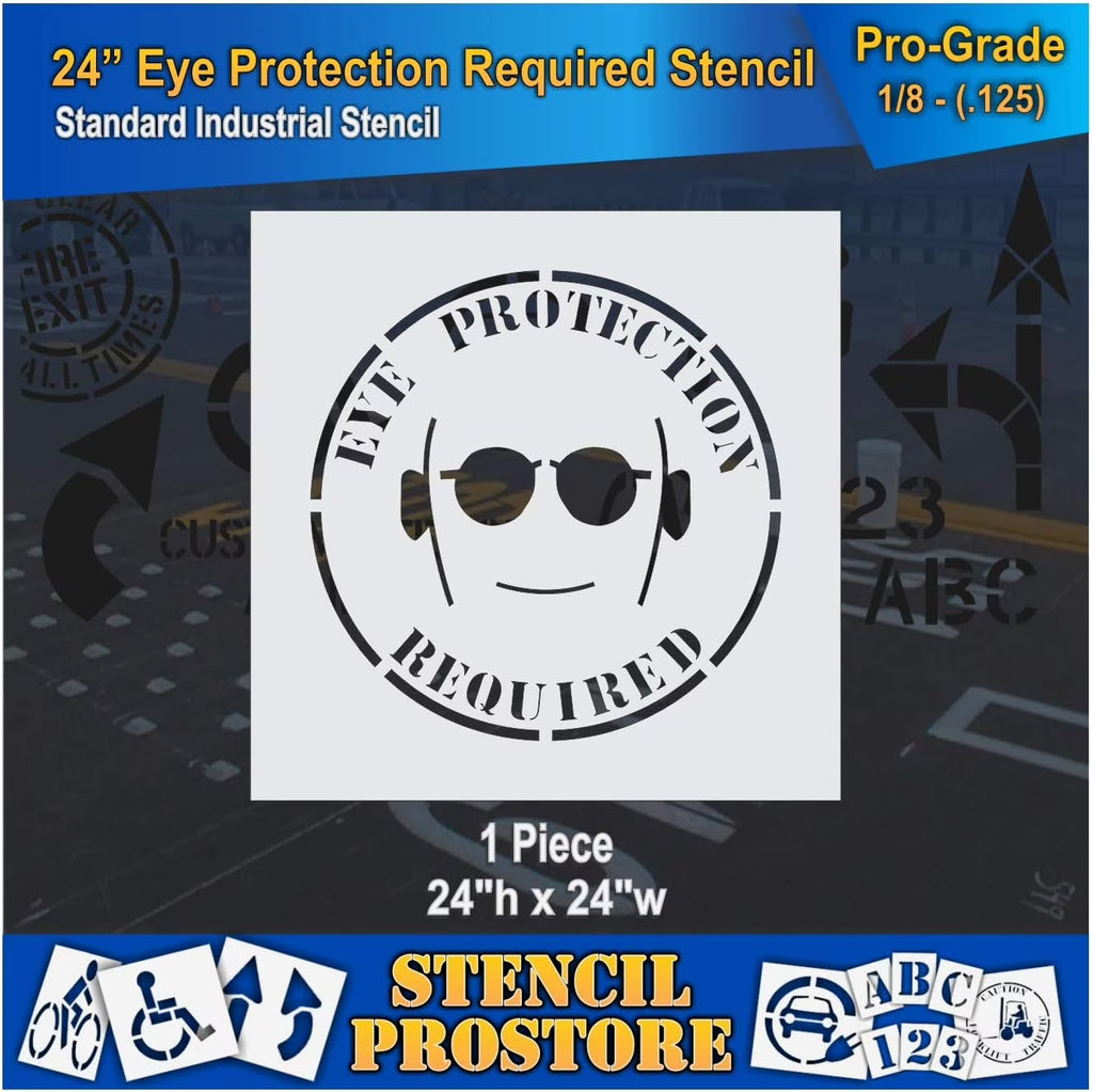 Eye Protection Floor Marking Stencil 24 Inch X 24 Inch X 1/8 Inch B34830