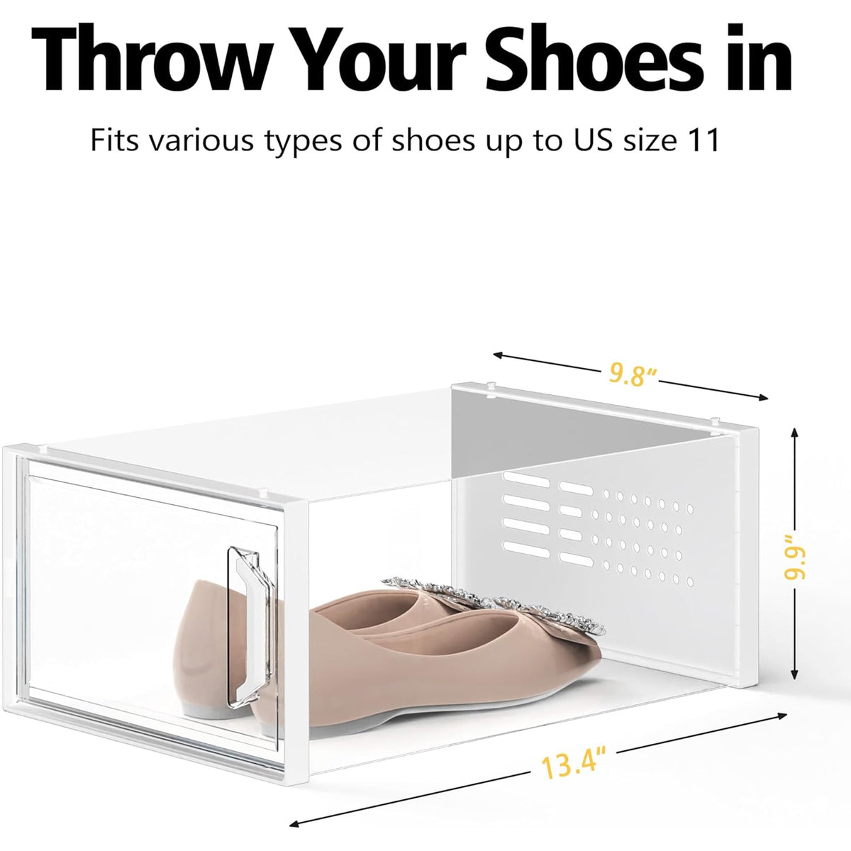 X-Large Shoe Storage Box 12 Pack Stackable Breathable N84384