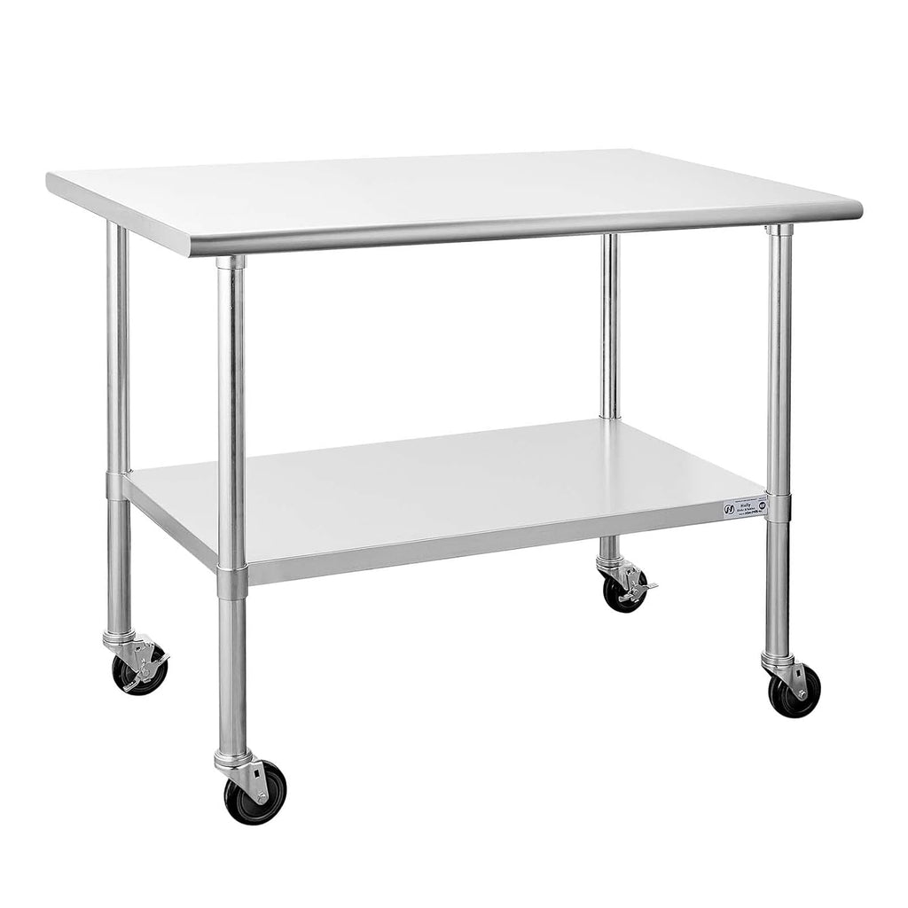 Stainless Steel Table 24 x 36 Inches with Caster Wheels and Undershelf L957573