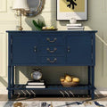 Navy Modern Console Table with 3 Drawers and 2 Cabinets U3105