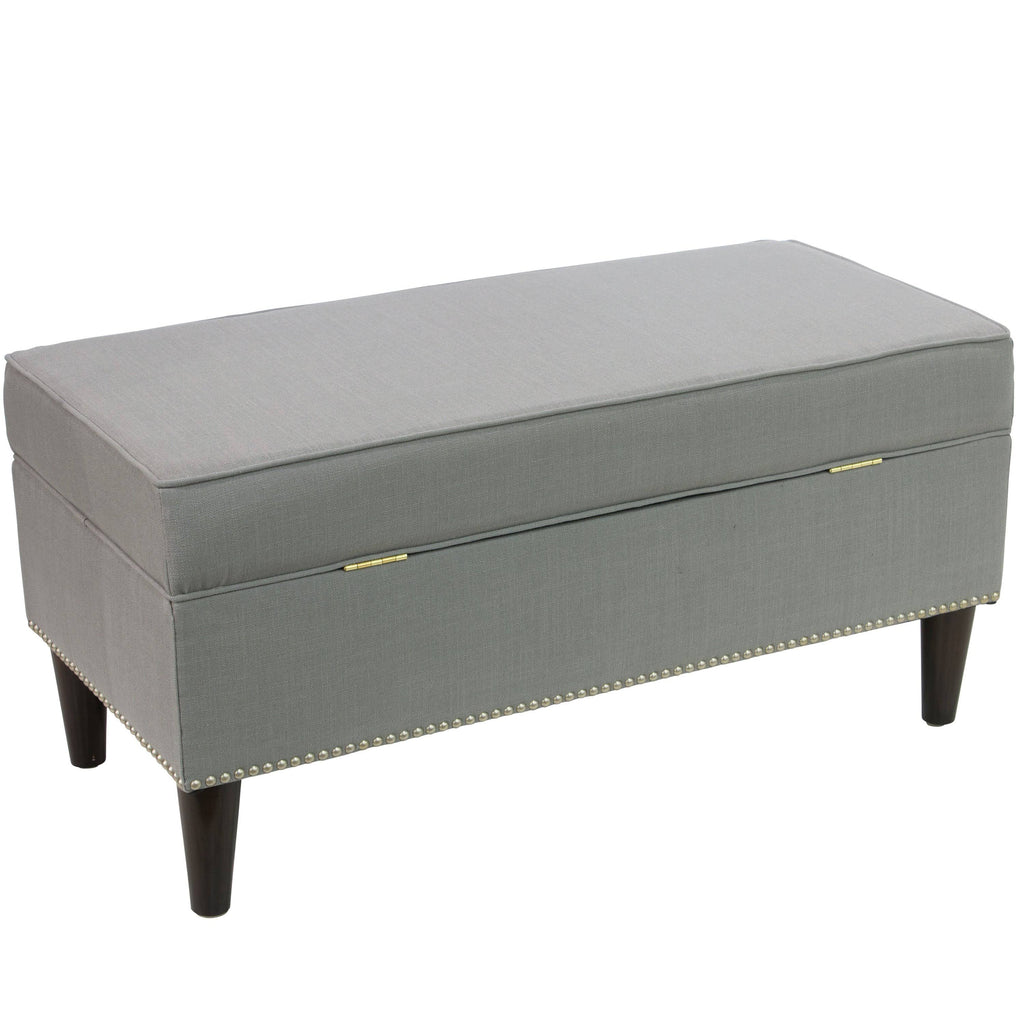 Linen Gray Button Storage Bench W360336
