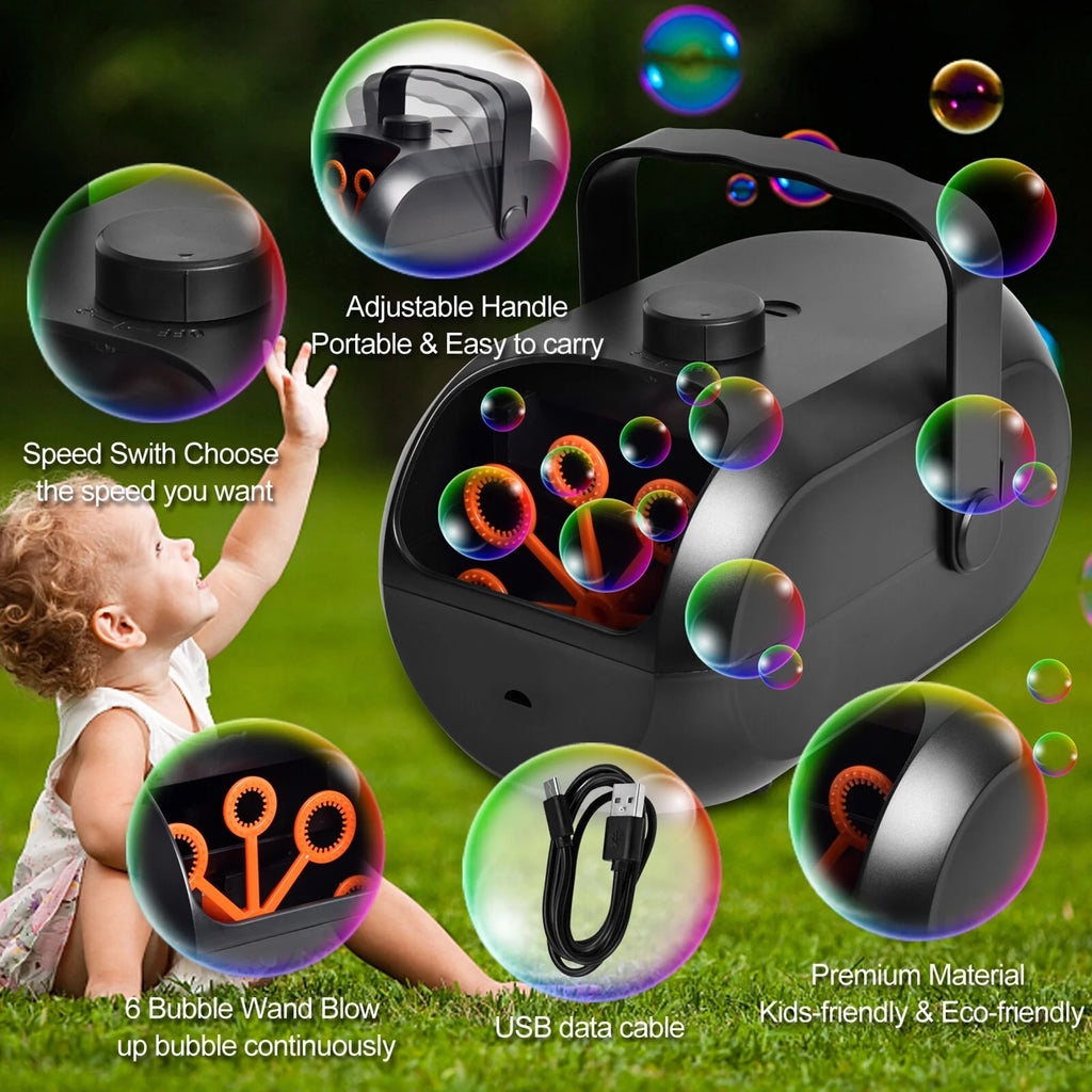 Bubble Machine with 2 Speeds and 6 Bubble Wands E9994