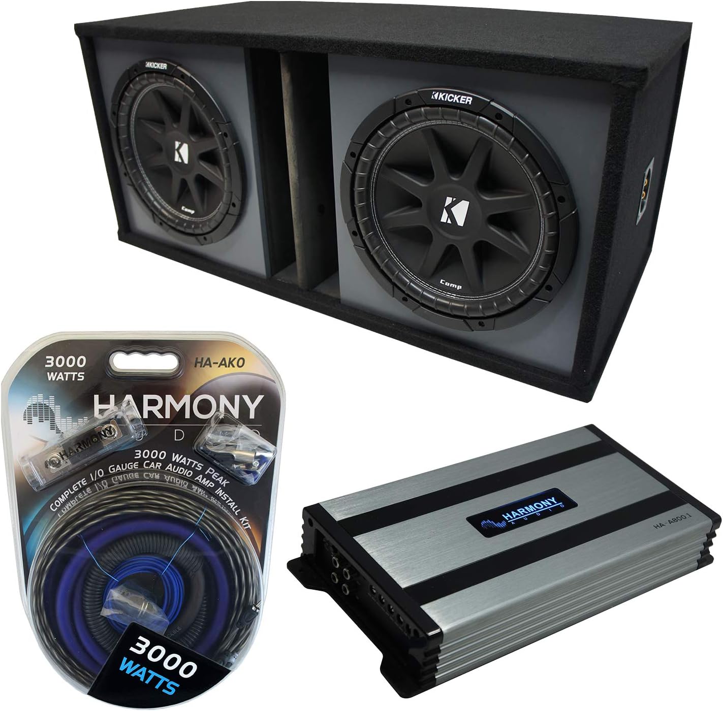 Ported Dual 10 Sub Box Enclosure & Amp B621