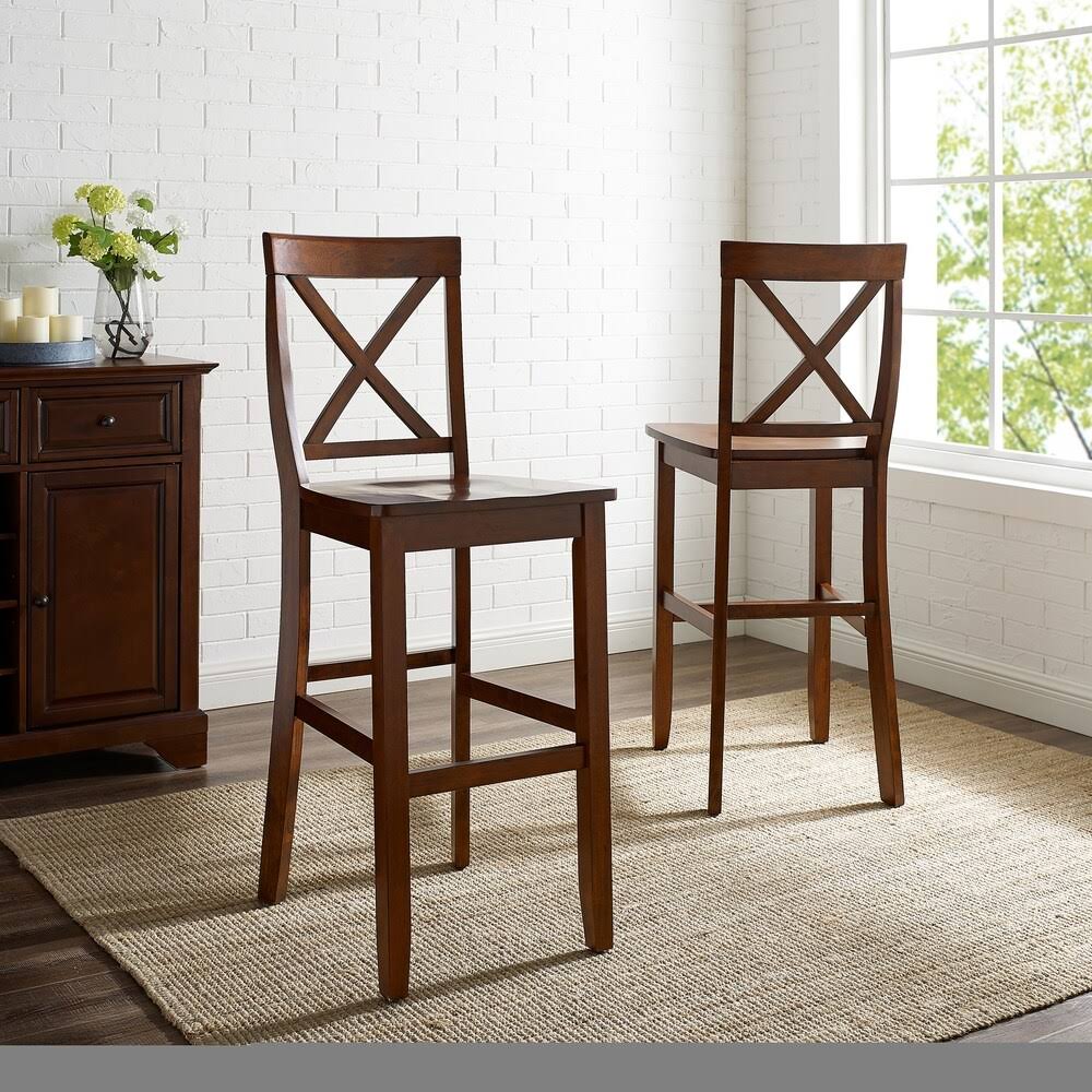 Mahogany X-Back Bar Stool Set of 2 Q696206