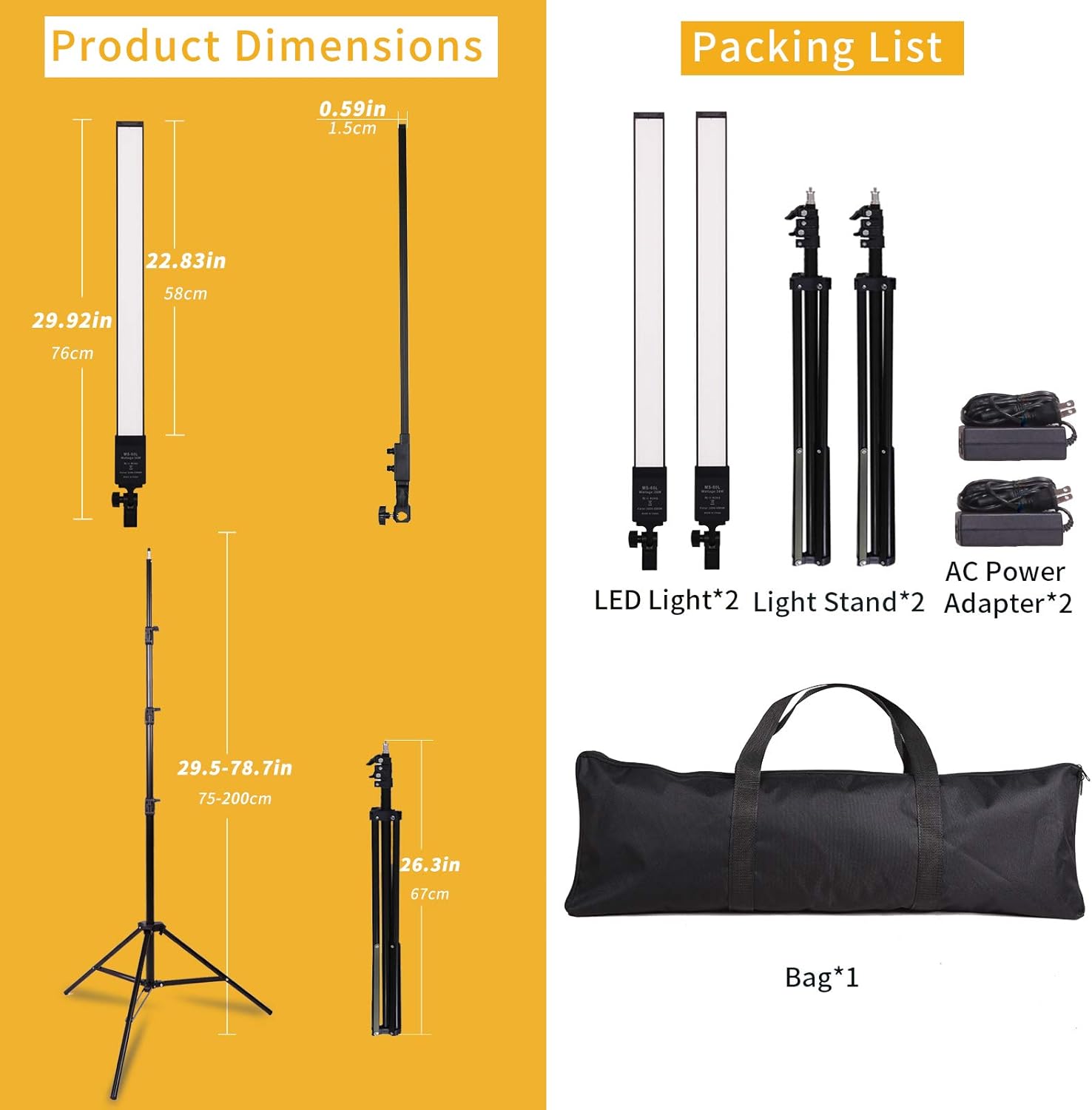 36w Dimmable LED Photography Light Kit with Tripod Stand Bag T48491