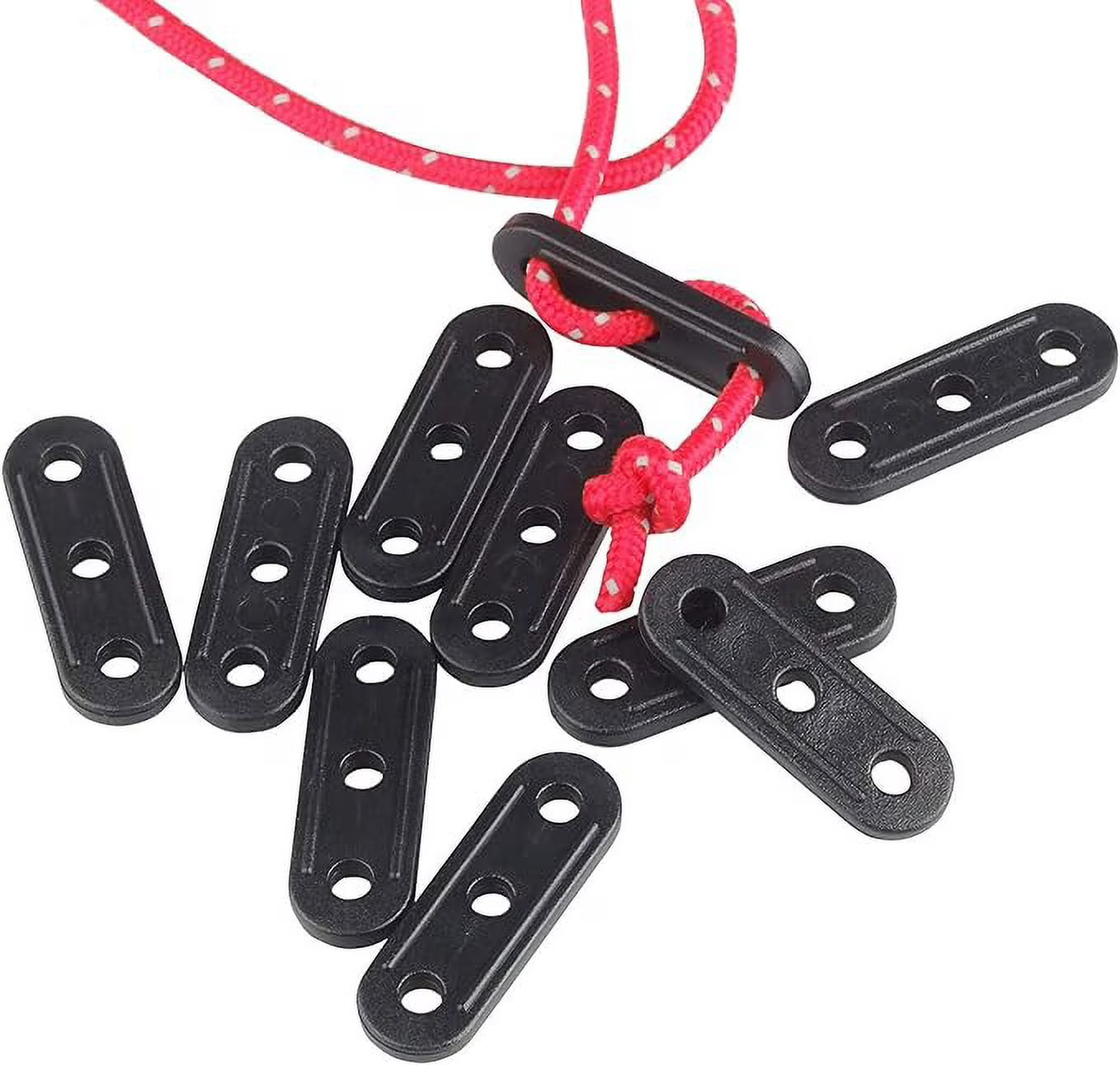 50 Pcs Black Plastic Cord Tensioners Rope Adjuster for Camping A9870