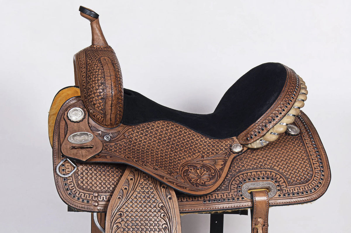 Dark Brown Leather Barrel Racing Saddle H502260