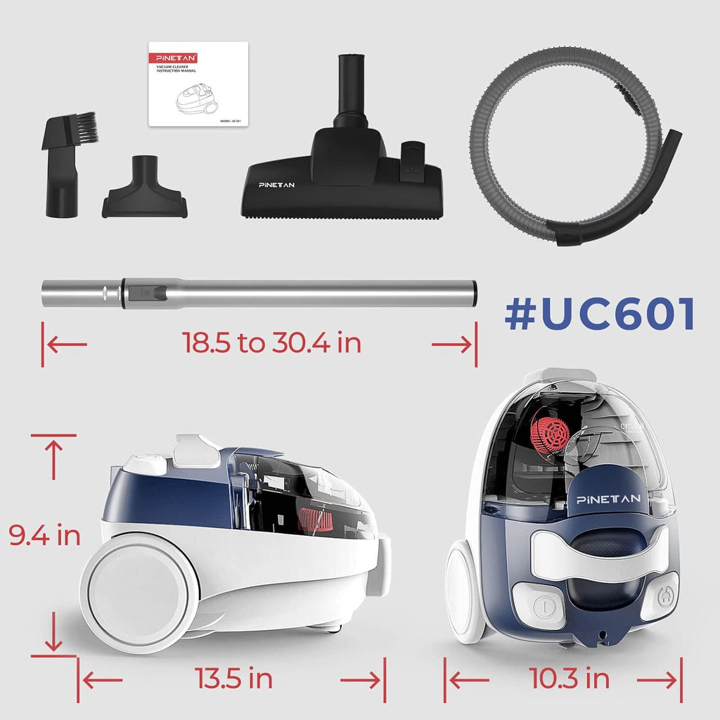 Ocean Blue Bagless Canister Vacuum Cleaner with Double HEPA Filtration V16344