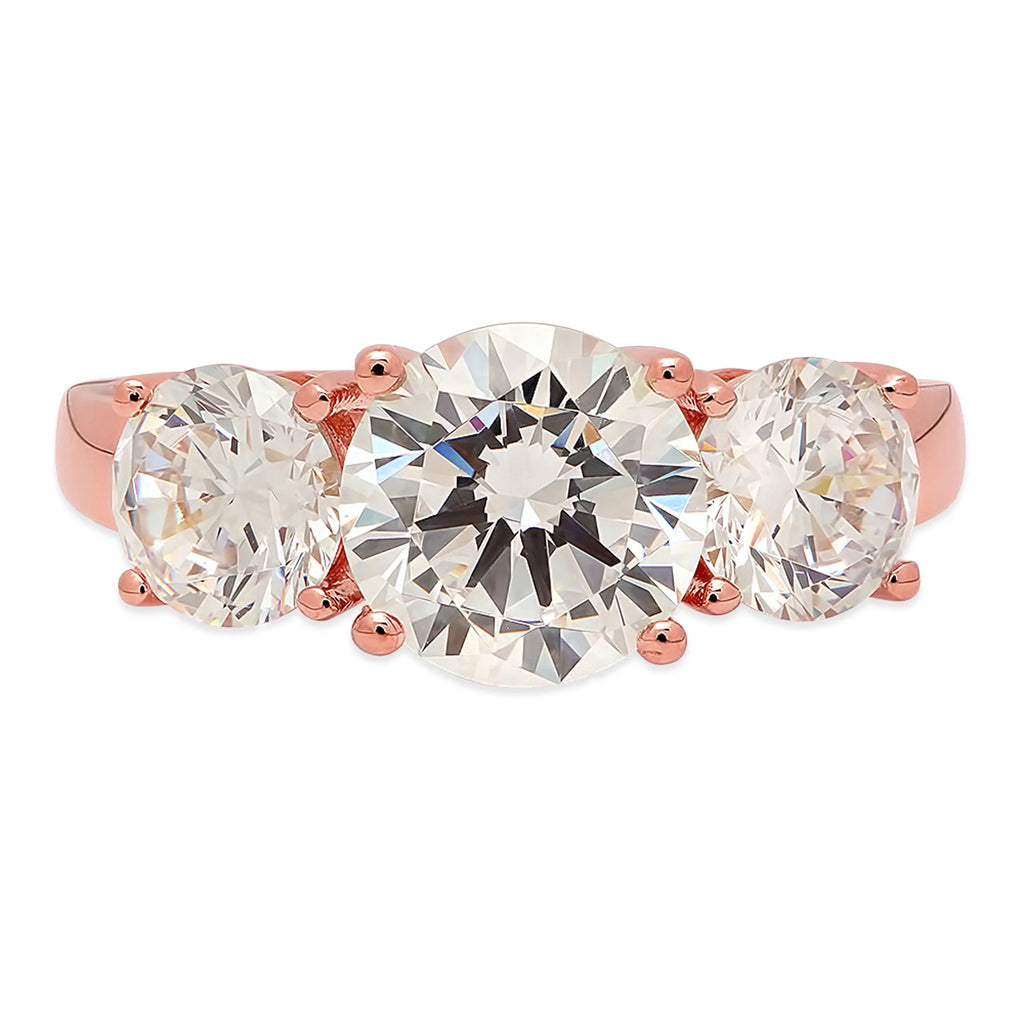 18K Rose Gold Three-Stone Diamond Engagement Ring D8544