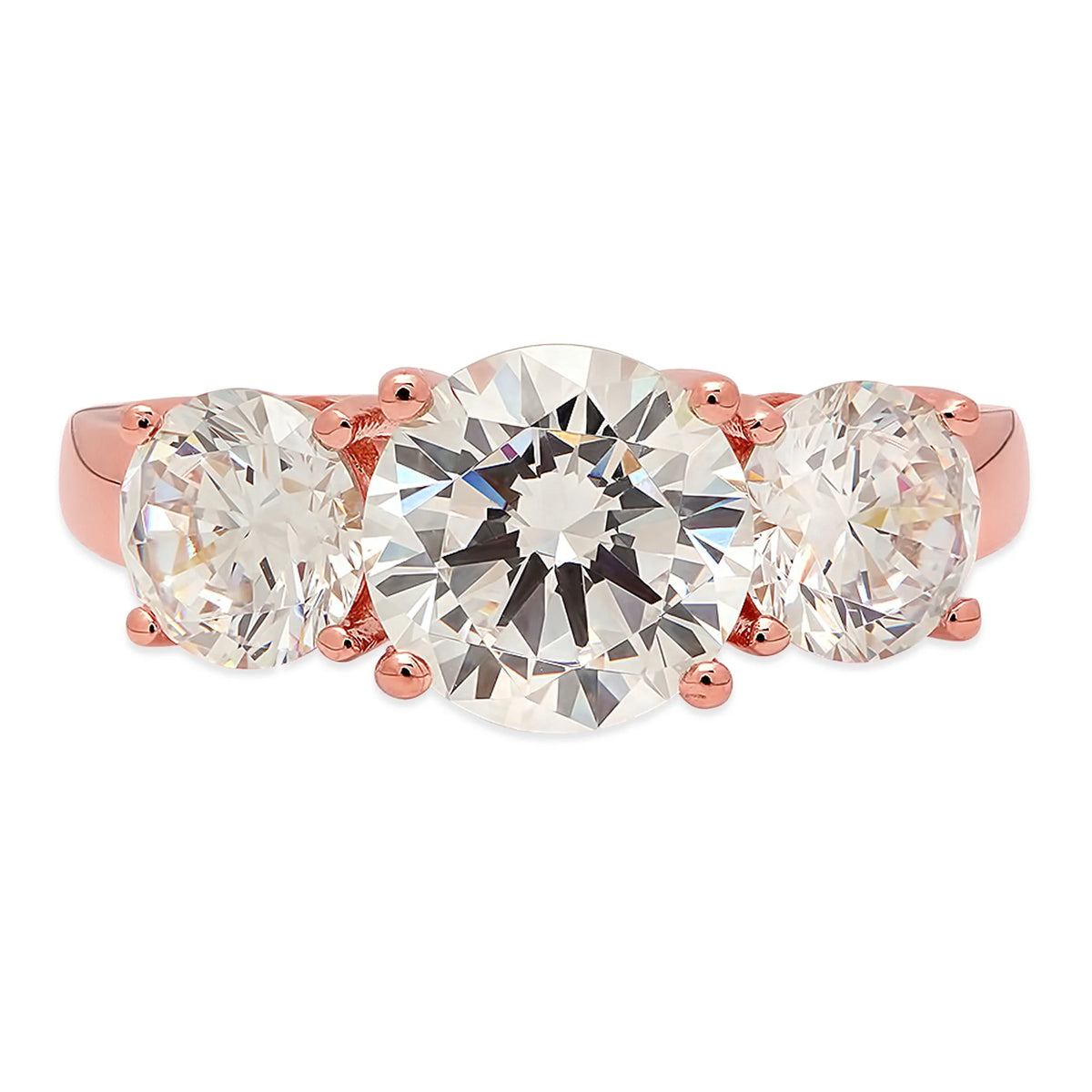 18K Rose Gold Three-Stone Diamond Engagement Ring D8544