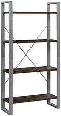 4 Shelf Metal Framed Wooden Bookcase in Black Walnut X28531