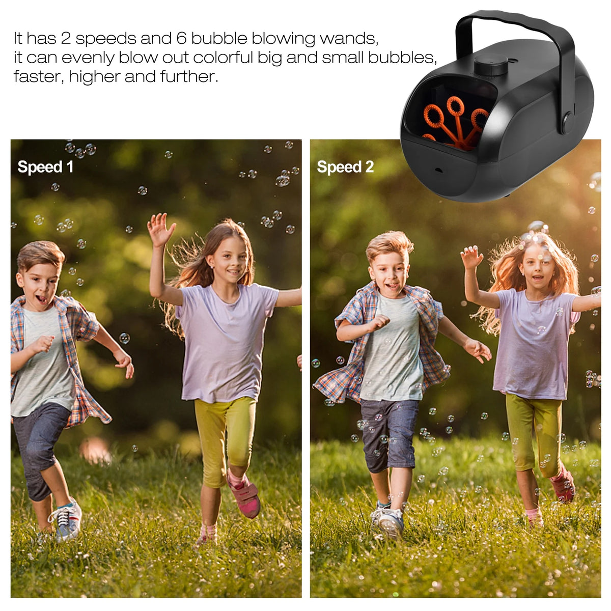 Bubble Machine with 2 Speeds and 6 Bubble Wands E9994