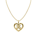 14K Yellow Gold Diamond-Cut Heart-Shaped Initial Letter Pendant with 16" Chain Necklace A88213