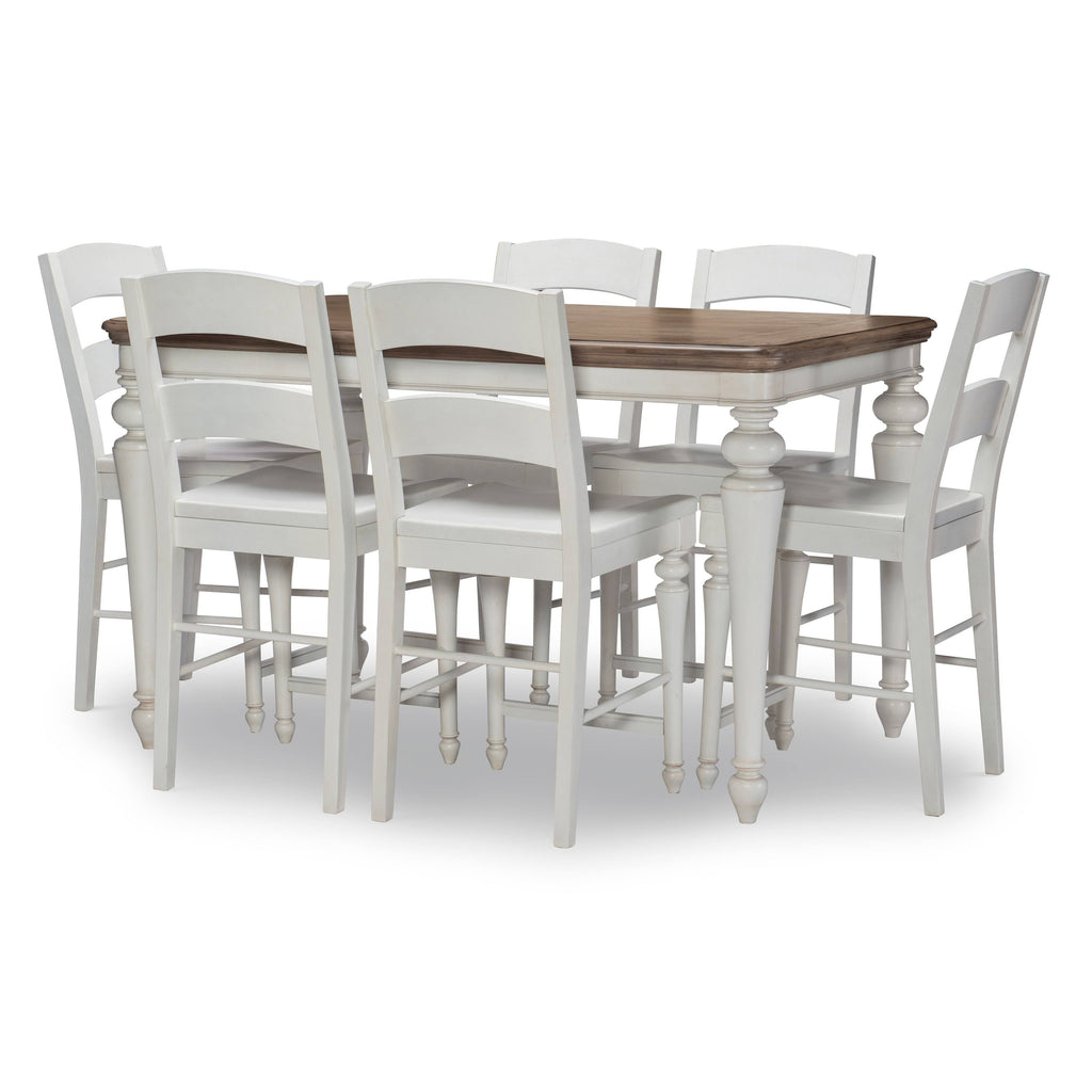 Aged Taupe Rustic White Pub Table Y373904