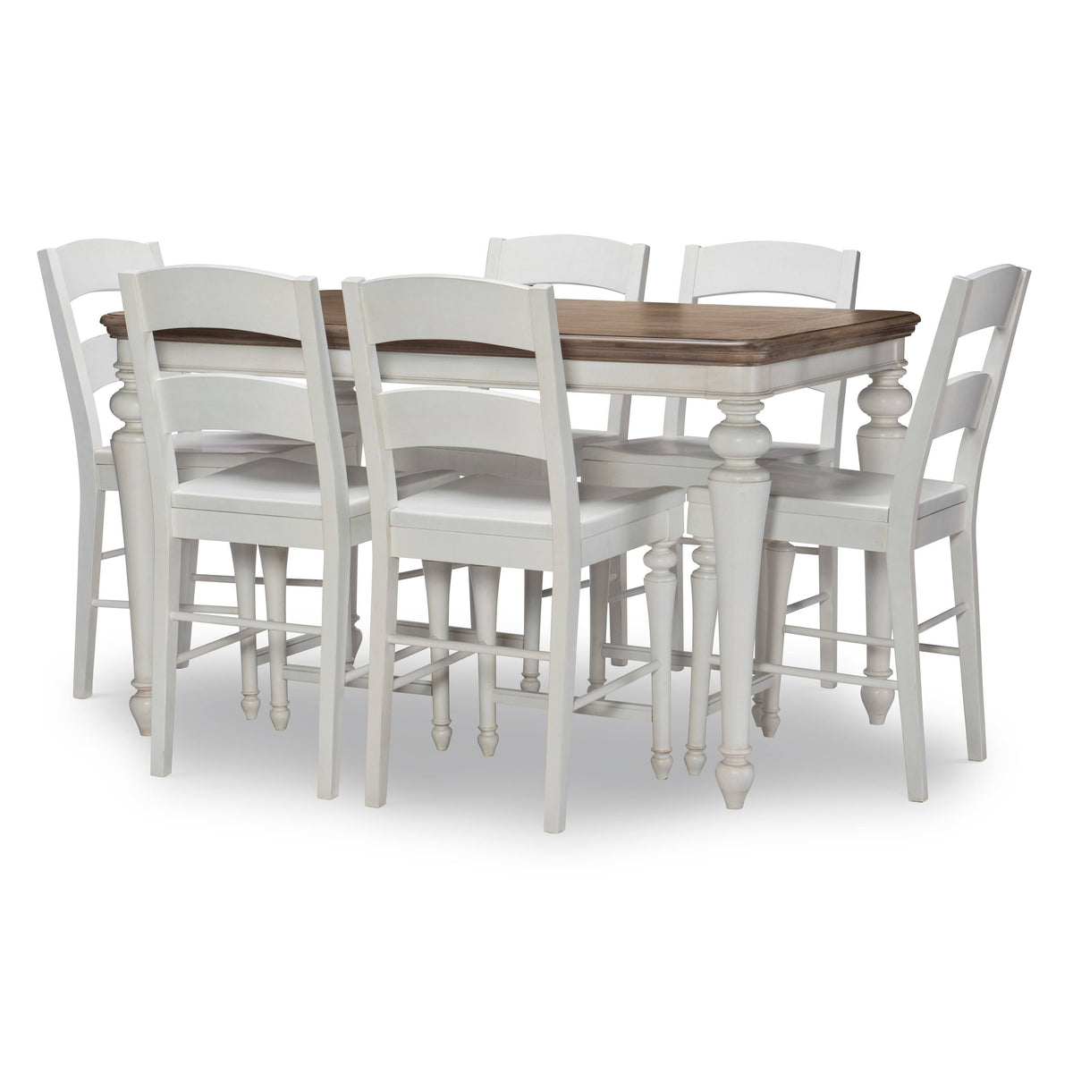 Aged Taupe Rustic White Pub Table Y373904