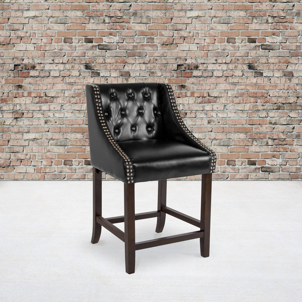 Black Leather Counter Height Stool X9595