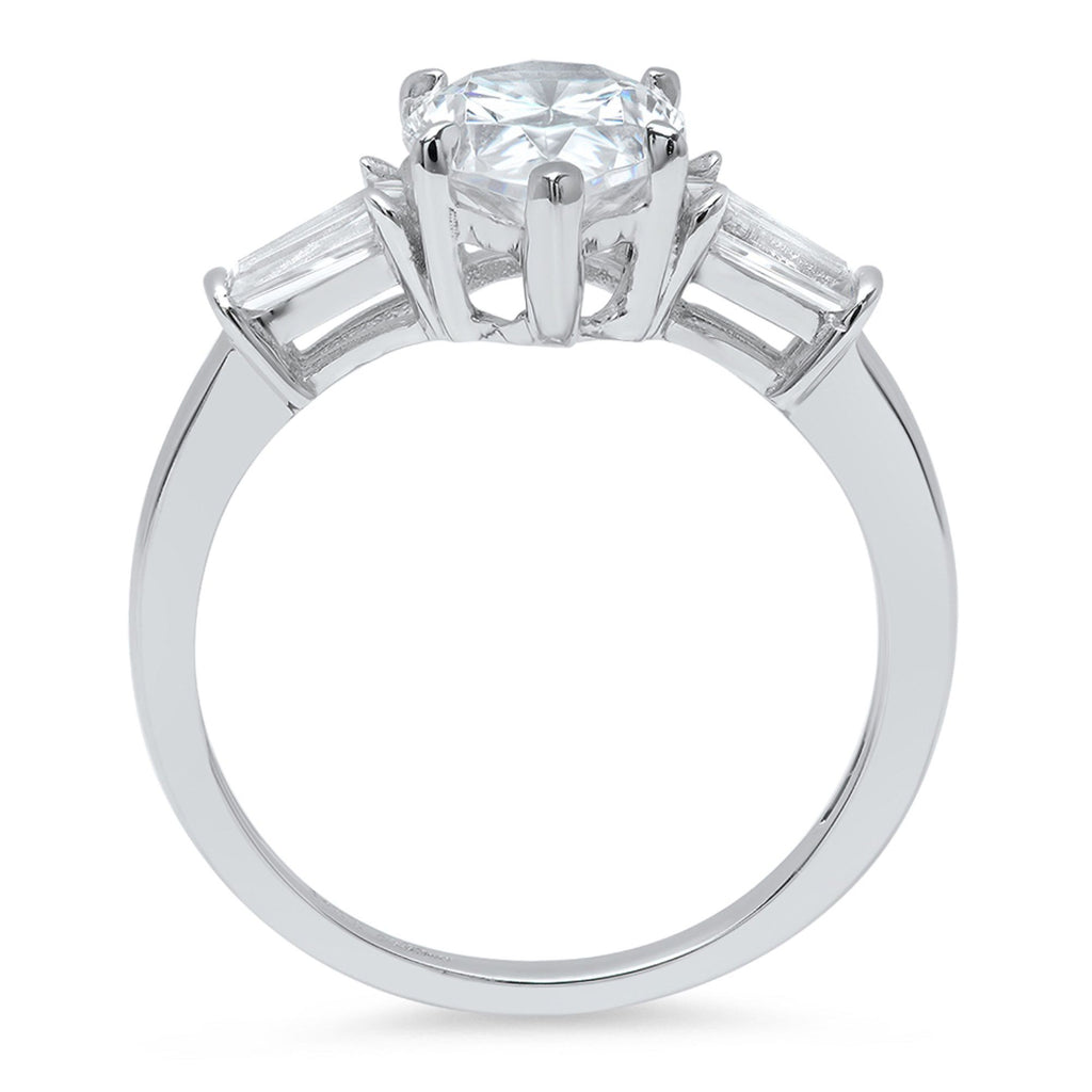 18K White Gold Three-Stone Diamond Engagement Ring S828